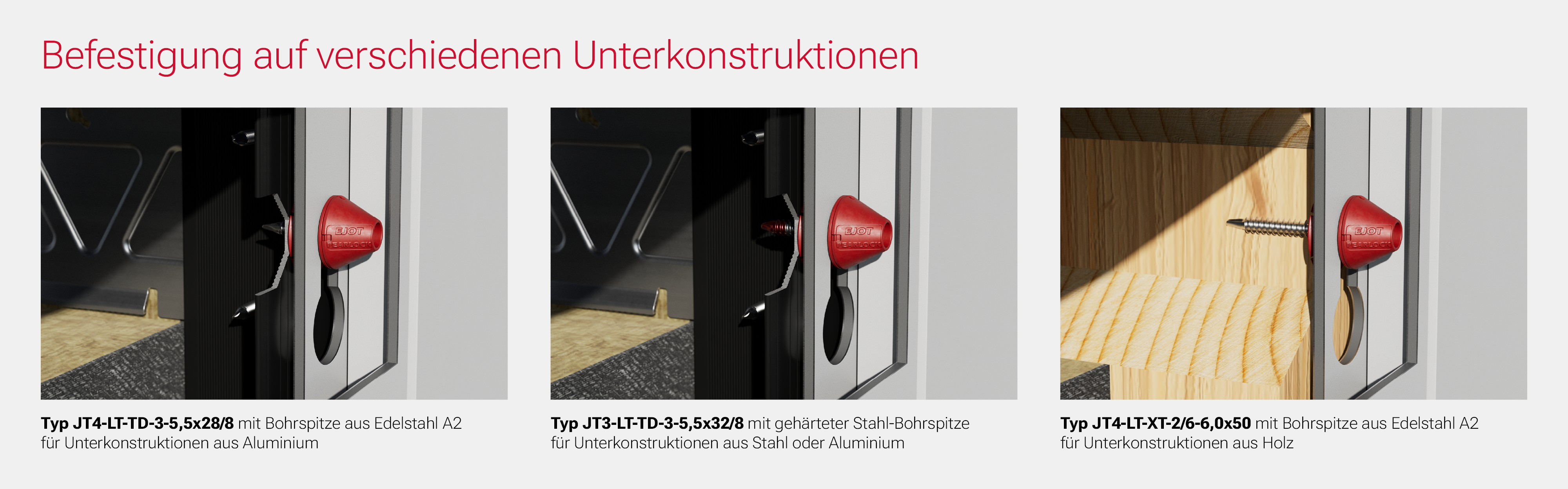 Befestigung auf verschiedenen Unterkonstruktionen