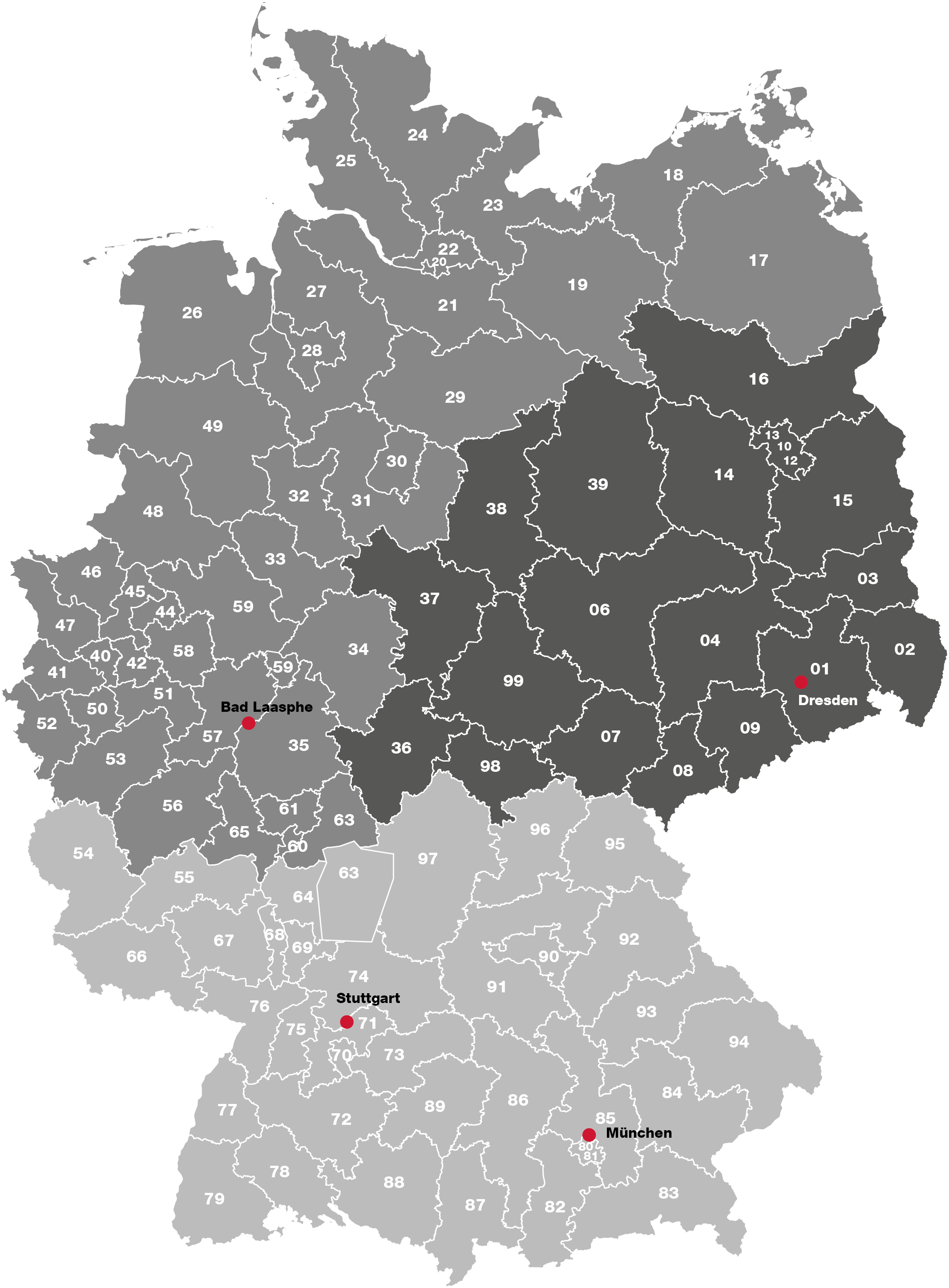 EJOT Vertriebsregionen in Deutschland